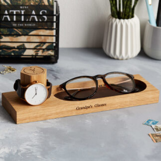 Watch stand with glasses tray