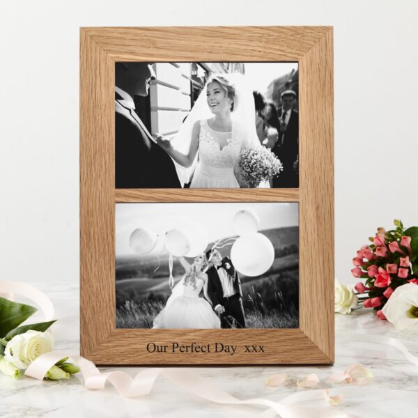 Oak double photo frame