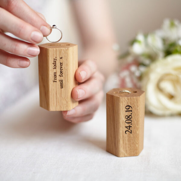 Oak Personalised Ring Holder.