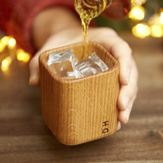Personalised Whiskey Tumbler In Solid Oak