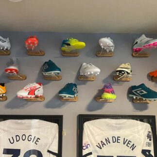 Football boot collection wall display