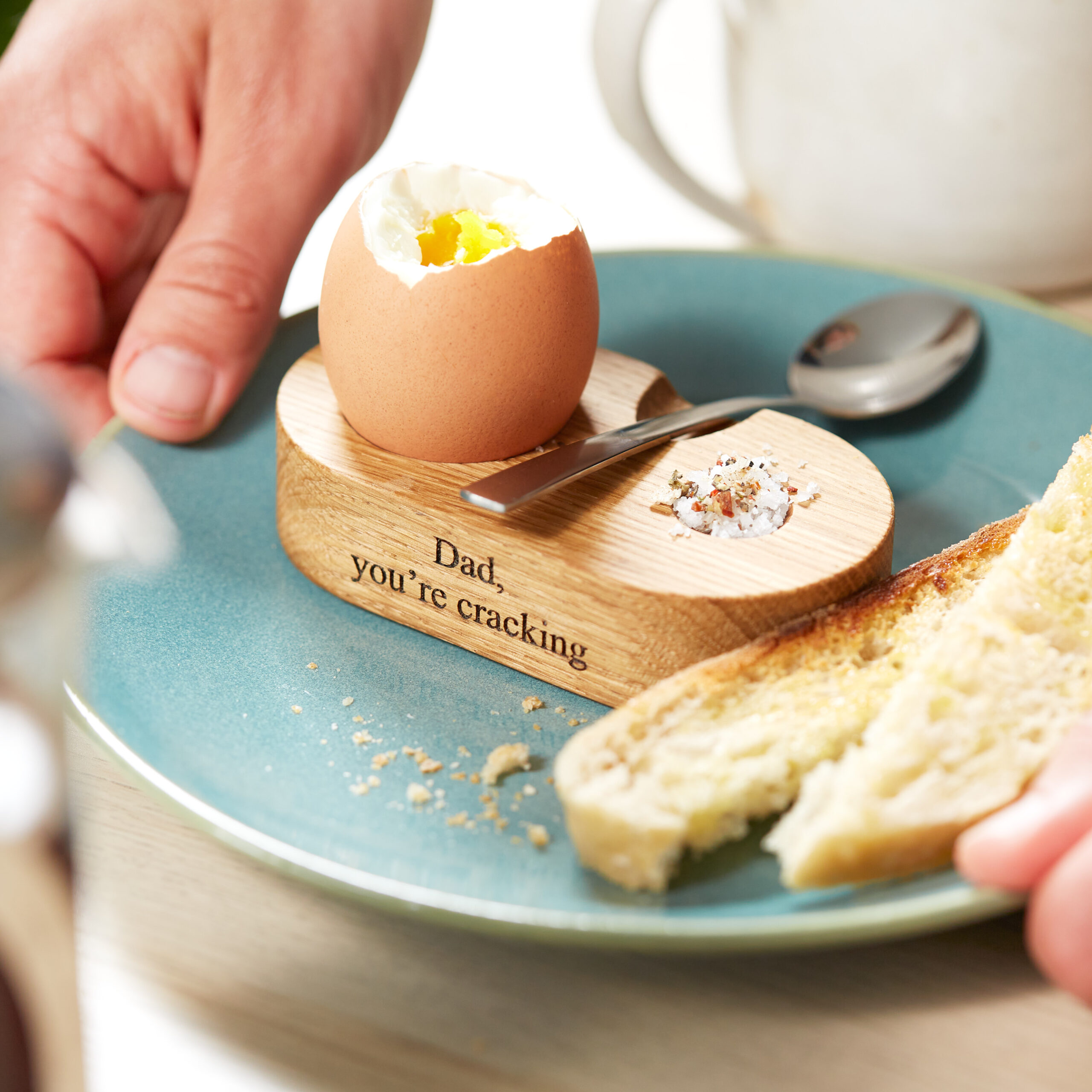 Personalised Solid Oak Double Egg Cup By MijMoj Design