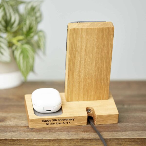 MijMoj Phone stand with storage tray lined in grey leather