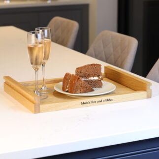 Solid oak serving tray ottoman board