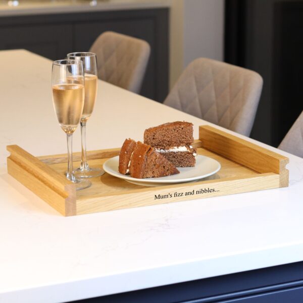 Solid oak serving tray ottoman board