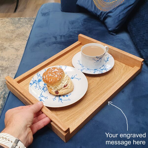 Solid oak serving tray ottoman board