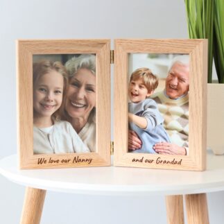Personalised solid oak hinged photo frame