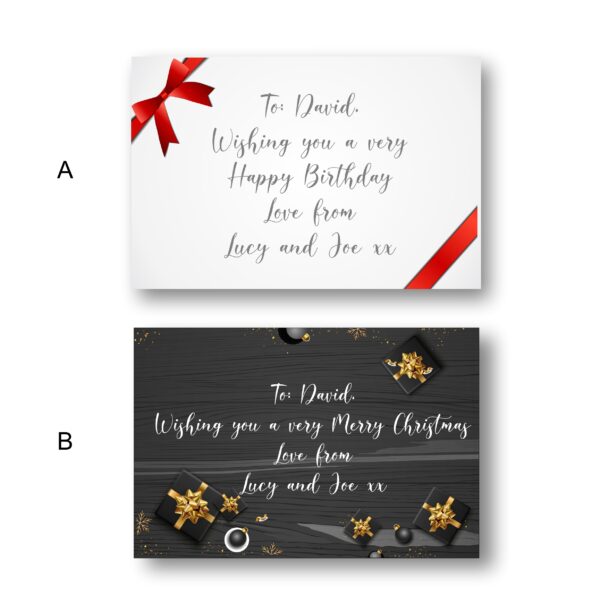 Printed gift note