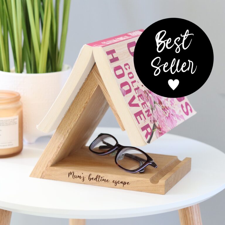 Best selling book rest engraved with a special message