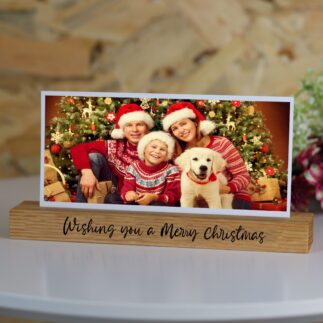Festive Family Photo with oak photo block holder