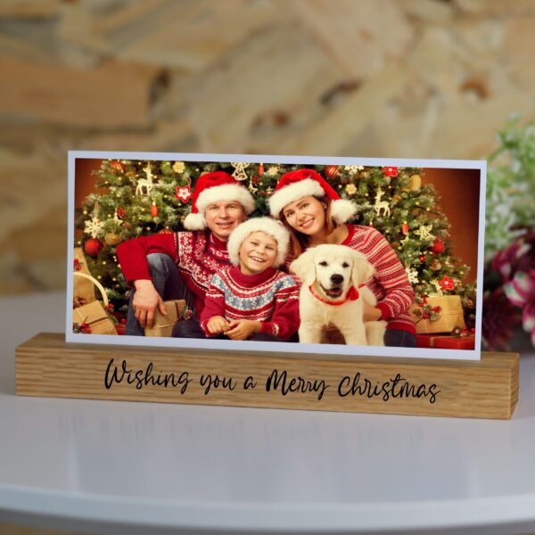 Festive Family Photo with oak photo block holder