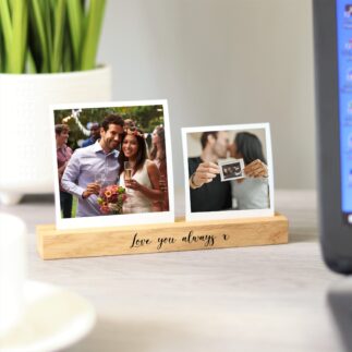 Couples photo gift. Engraved photo block with prints