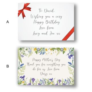 Personalised printed gift note option
