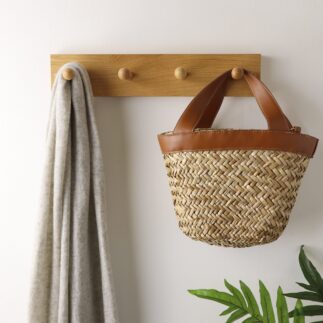 Solid oak shaker peg coat rail