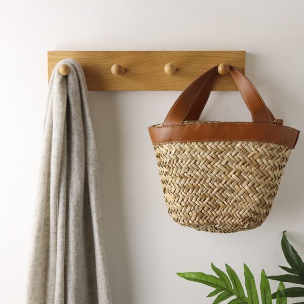 Solid oak shaker peg coat rail