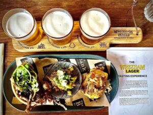 Wrexham Lager beer flight paddle