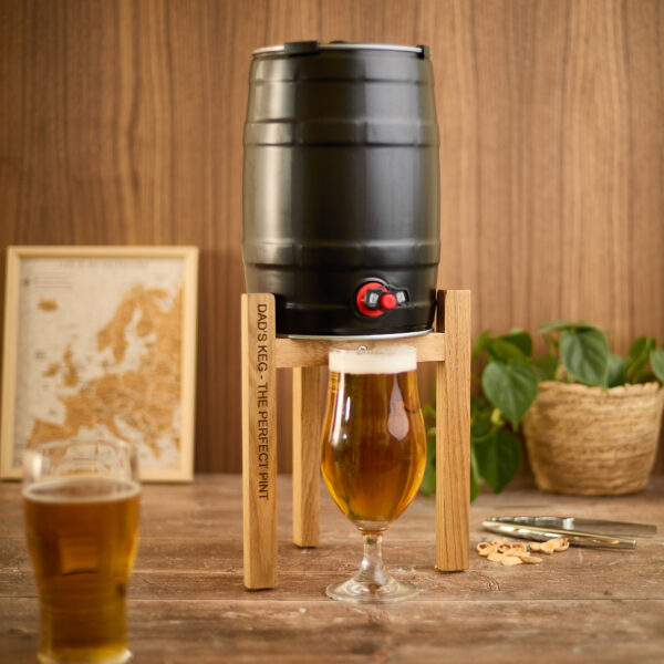 Personalised oak mini beer keg stand beer gift