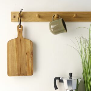 Solid oak shaker peg kitchen rail
