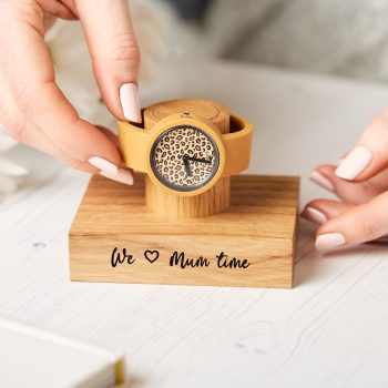 Ladies Persoanlised Oak Watch Stand Lifestyle