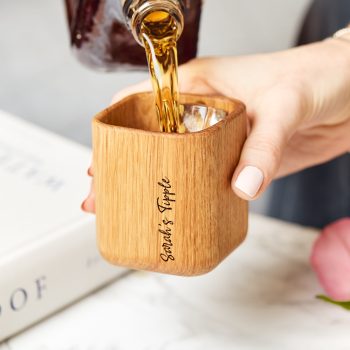Ladies Personalised Oak Whiskey Tumbler Pouring