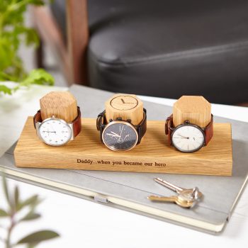 Oak Three Hex Watch Stand