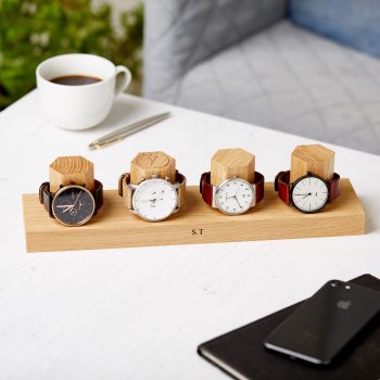 Personalised 4 Hex Oak Watch Stand