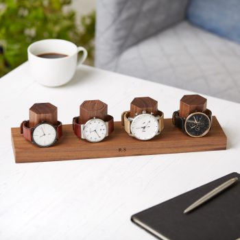 Personalised 4 Hex Walnut Watch Stand