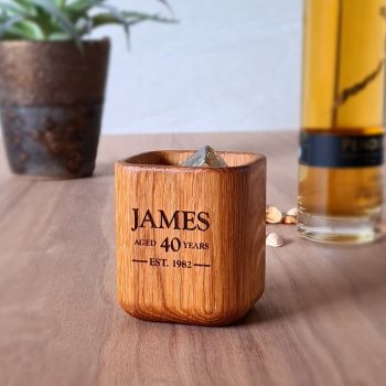 Personalised 40th Birthday Gift for Him Oak Whiskey Tumbler