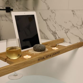 Personalised Luxury Solid Oak Bath Caddy