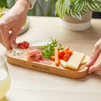 Personalised Oak Party Serving Board with dip dishes
