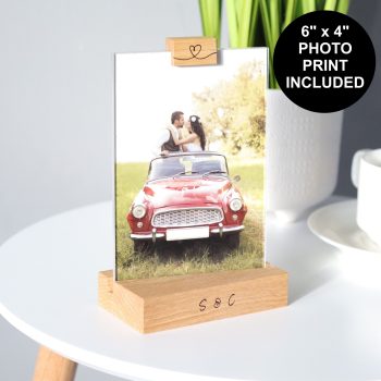 Personalised Photo Print With Initials Engraved Wooden Holder sticker