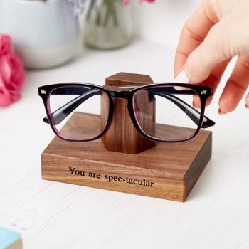 Personalised Walnut Ladies Glasses Stand Lifestyle