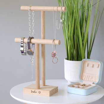 Personalised Double Jewellery Stand with engraved base