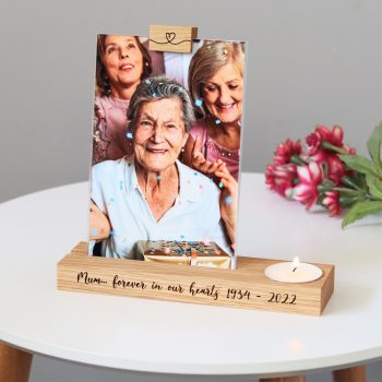 Photo frame with candle holder memorial gift