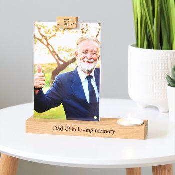 Father's day memorial photo frame and candle