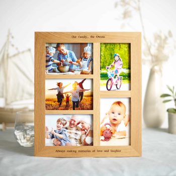 Personalised solid oak multi photo frame mijmoj design