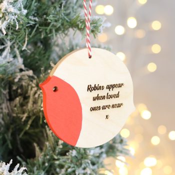 Hand painted birch ply Robin Christmas tree decoration
